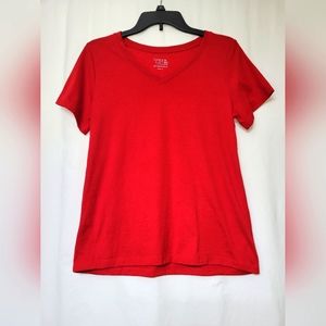 68. TIME AND TRU Red V-Neck T-shirt Size S